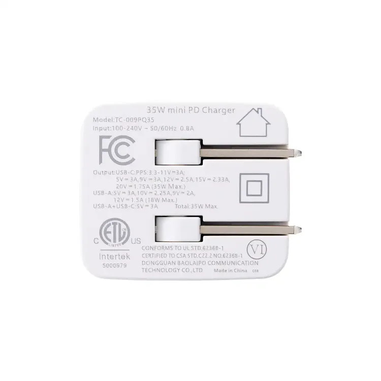 Adaptador|Cargador de Pared ADATA dual (USB-C 20W |USB-A 15W) 35W Carga Rápida Blanco - Imagen 4