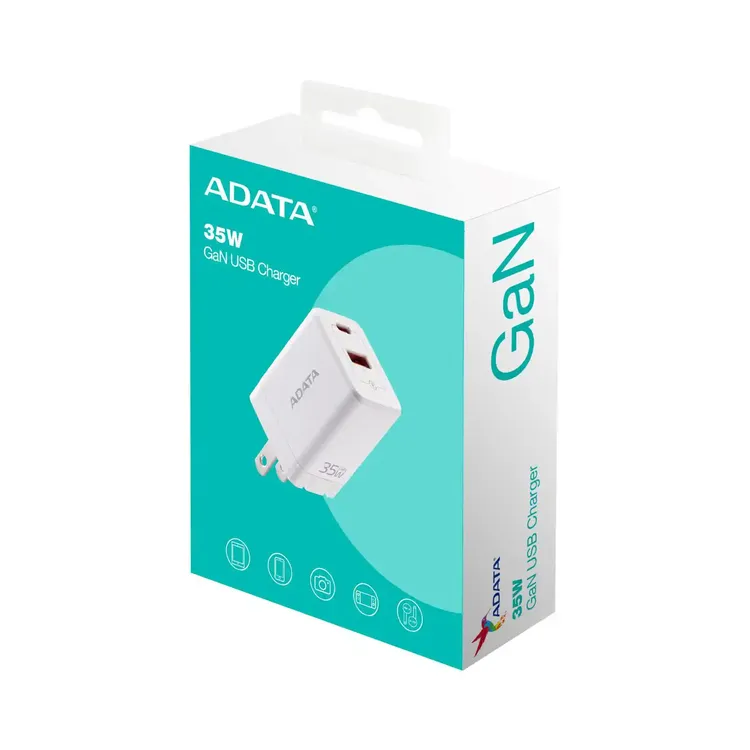 Adaptador|Cargador de Pared ADATA dual (USB-C 20W |USB-A 15W) 35W Carga Rápida Blanco - Imagen 7