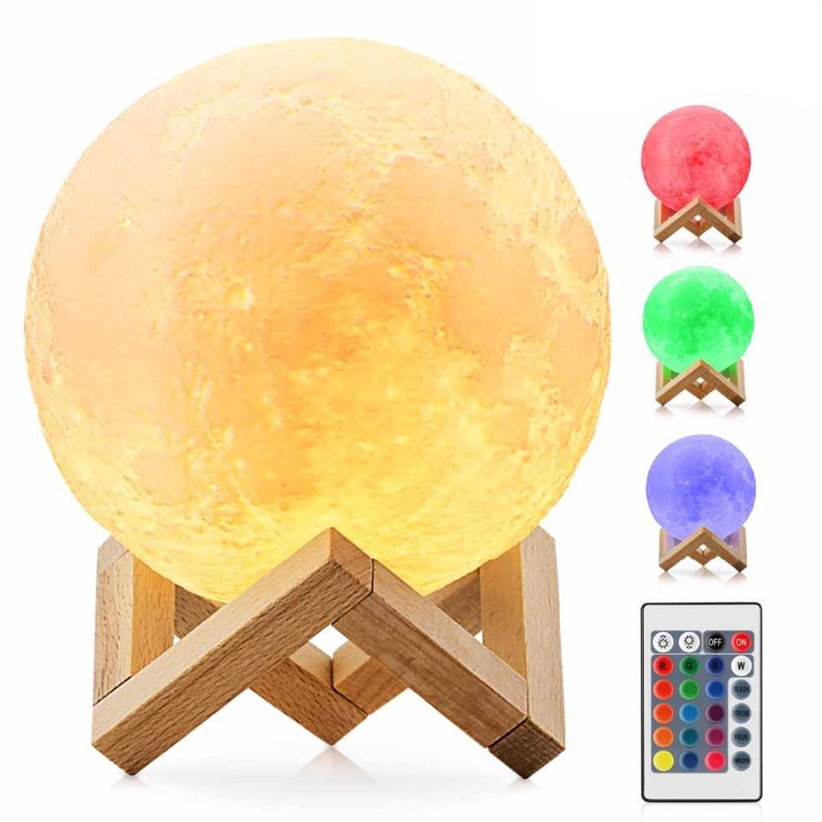 Lámpara Luna Cable 3d Luz Led Colores Ba - Imagen 2