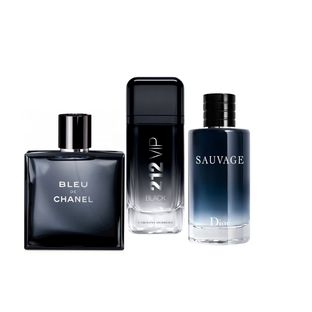 set x 3, bleu, sauvage, 212 black