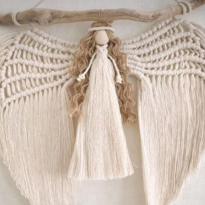 Ángel macramé hecho a mano para Navidad