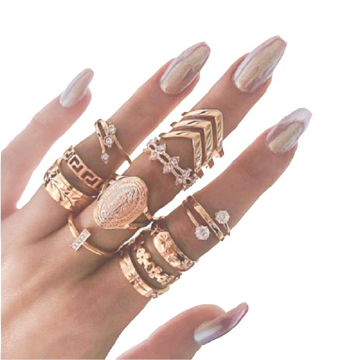 Set De Anillos Vintage Bohemio Retro