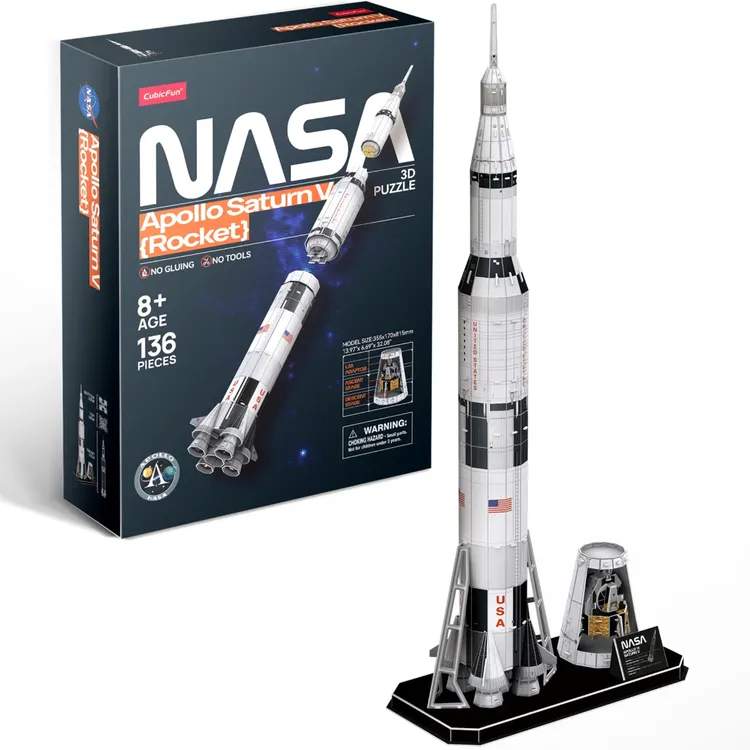 Rompecabezas 3D CUBIC FUN Apollo Saturn V Rocket 136 Piezas