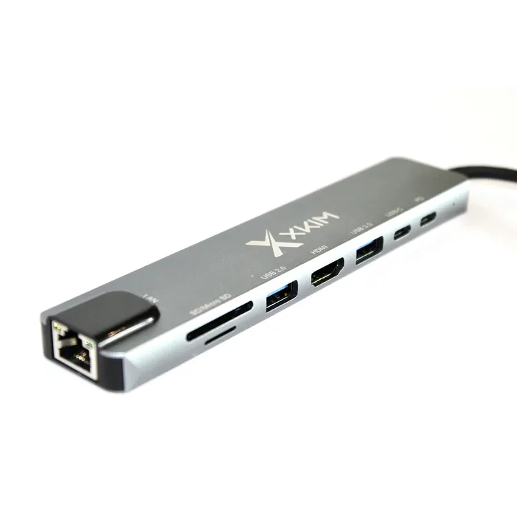 Hub XKIM USB-C a 2 USB-C|2 USB-A|Ethernet|HDMI|SD|Micro SD - Imagen 2