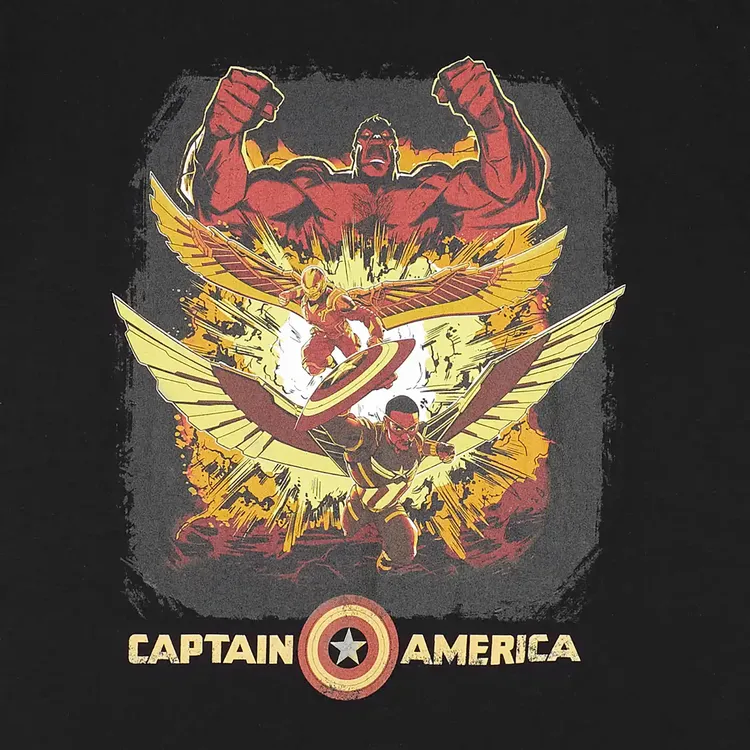 Camiseta Unisex Marvel GILDAN Capitán América - Falcon - Red Hulk Negro S - Imagen 2