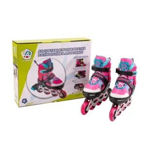 Patines en Línea L.A SPORTS Ajustables 5 Tamaños Rosado Turquesa Talla 33-37