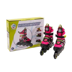 Patines en Línea L.A SPORTS Ajustables 5 Tamaños Rosado Talla 29-33