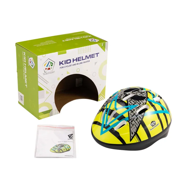 Casco para Niños Bicicleta/Patines Verde Líneas Azules (MD - MEDIUM) L.A SPORTS
