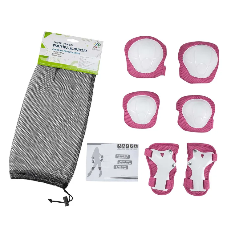 Set de Protección Patín Junior 6 Piezas Rosado/Blanco Talla S L.A SPORTS