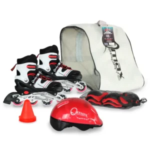 Set De Patinaje Con Protecciones Patines De Iniciación Talla M (33 A 36) Epic Rojo QMAX