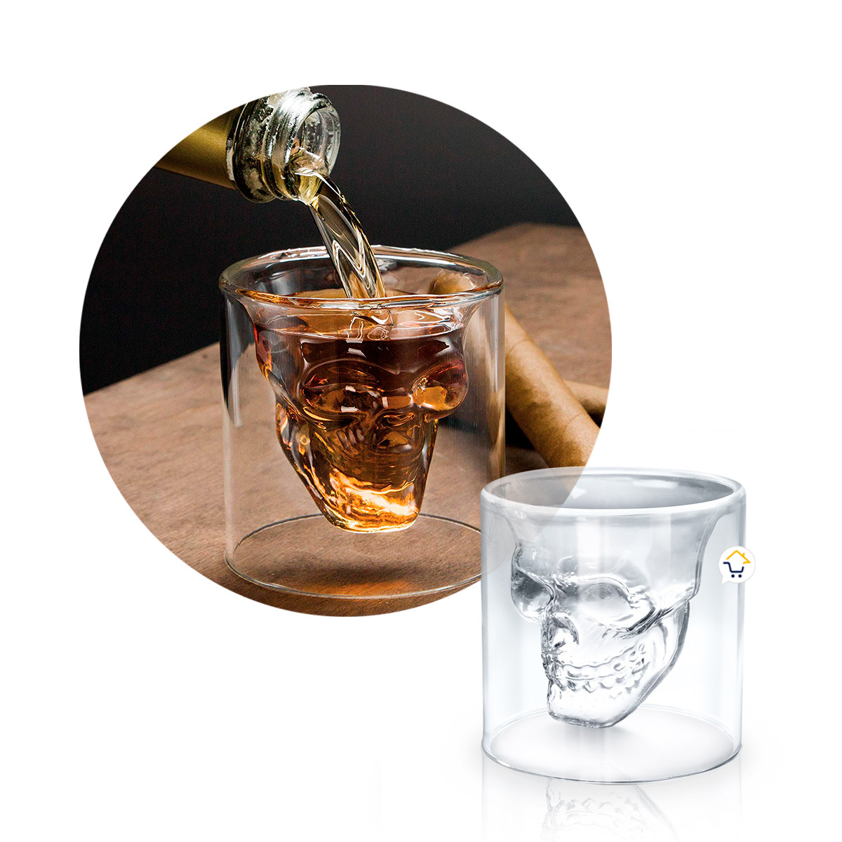 Vaso Calavera Vidrio 3D 75Ml Copa VC3D